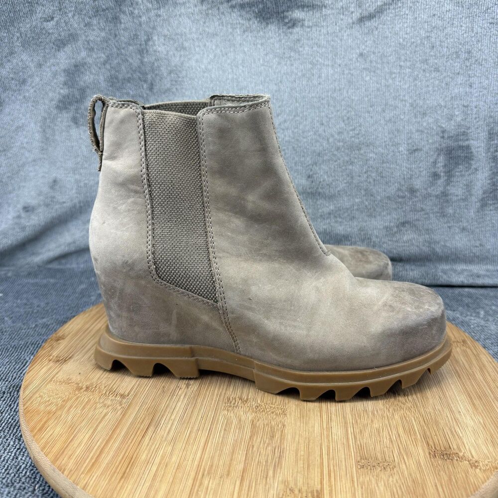 Sorel Boots Womens Size 8 Brown Nubuck Wedge Chelsea Ankle Booties NL4356-264